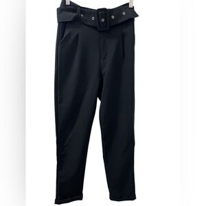 Women high waisted cigarette pants with belt